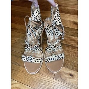 Dolce Vita Animal Print Calf Hair Heeled Sandals Size 7 Shoes Strappy